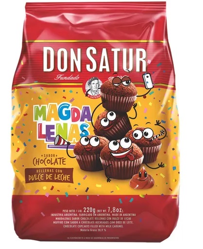 GALLETITAS  MADALENAS DON SATUR  CHOCOLATE C/DULCE DE LECHE  220g